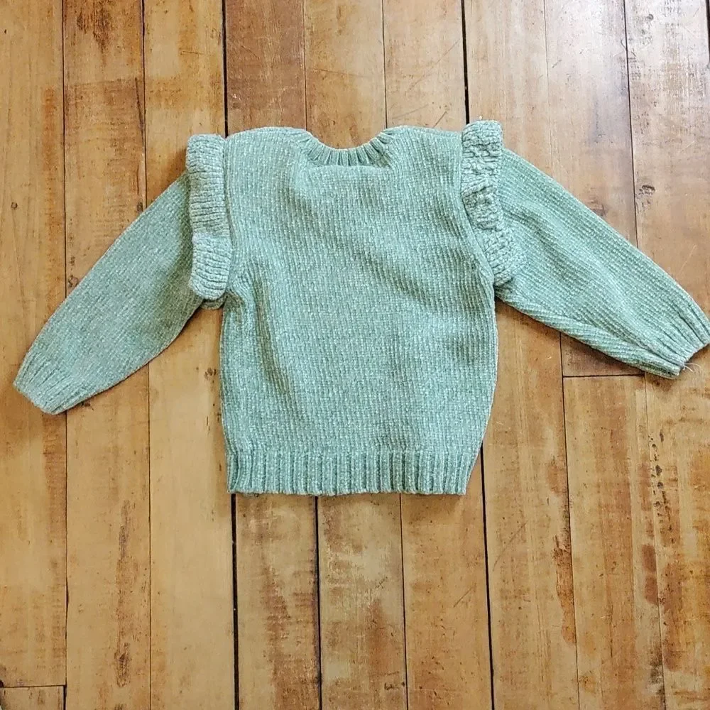 Jessica Simpson sweater 3T green knit long sleeve spring boho saint Patrick day
